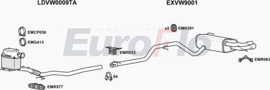 EuroFlo VWTIG20D 0312LHD - Система випуску ОГ autocars.com.ua