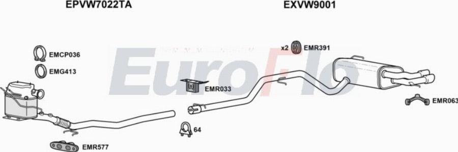 EuroFlo VWTIG20D 3026 - Система випуску ОГ autocars.com.ua