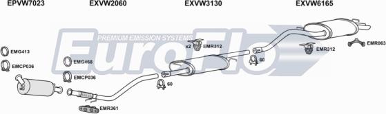 EuroFlo VWTRA19D 9011D - Система випуску ОГ autocars.com.ua