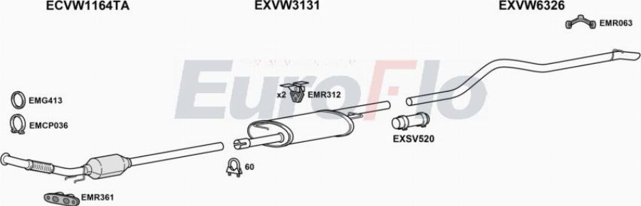 EuroFlo VWTRA20D 7001C - Система випуску ОГ autocars.com.ua