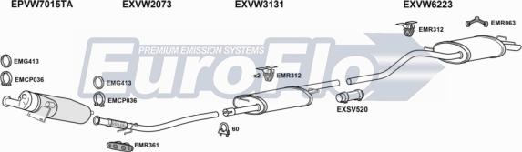 EuroFlo VWTRA20D 7004B - Система випуску ОГ autocars.com.ua