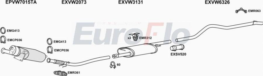 EuroFlo VWTRA20D 7004D - Система випуску ОГ autocars.com.ua