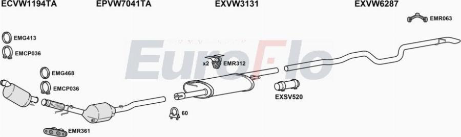 EuroFlo VWTRA20D 7015D - Система випуску ОГ autocars.com.ua