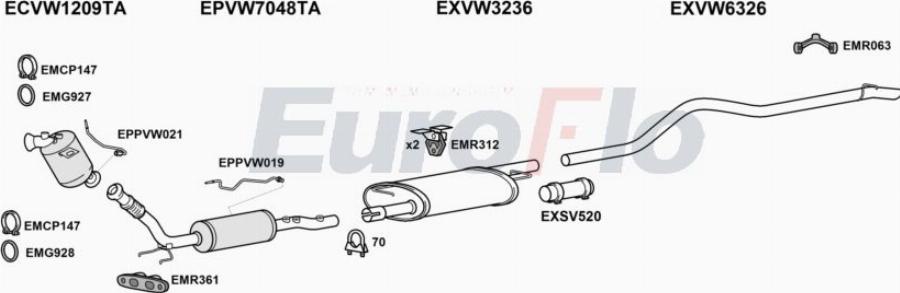 EuroFlo VWTRA20D 7026D - Система випуску ОГ autocars.com.ua