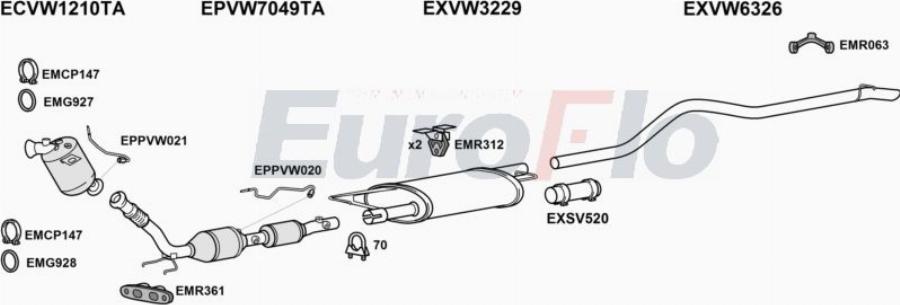 EuroFlo VWTRA20D 7026E - Система випуску ОГ autocars.com.ua