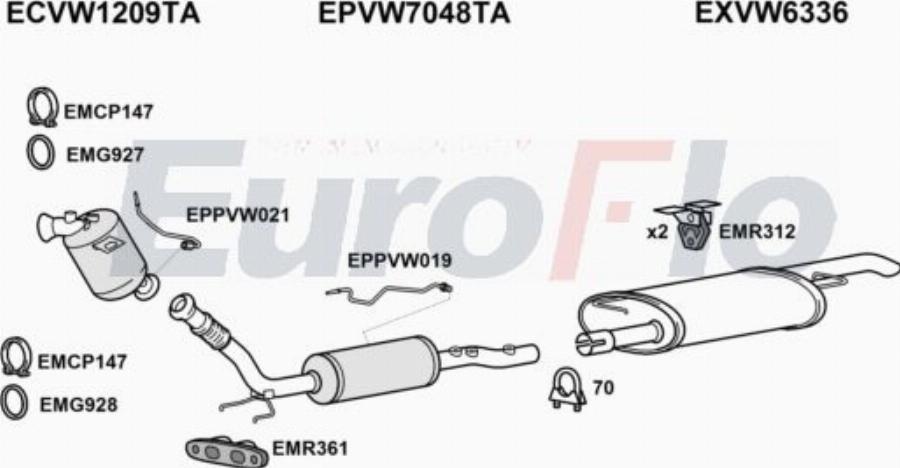 EuroFlo VWTRA20D 7026F - Система випуску ОГ autocars.com.ua