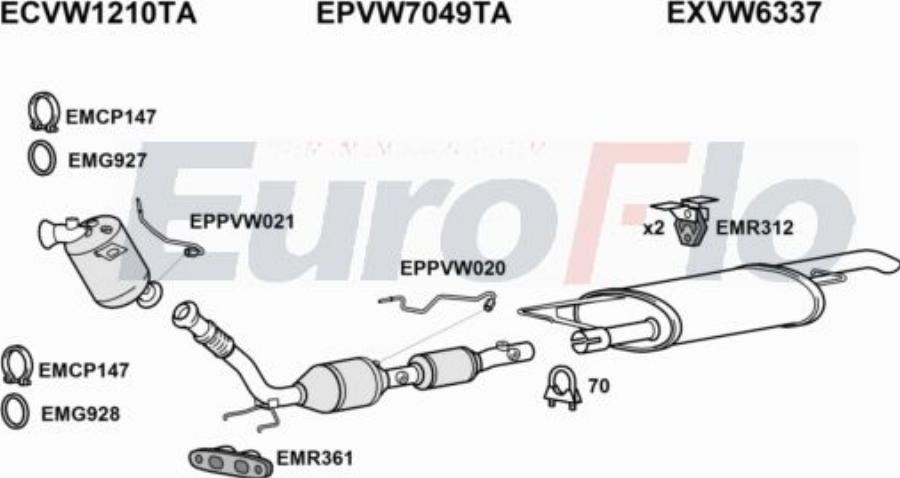EuroFlo VWTRA20D 7026G - Система випуску ОГ autocars.com.ua