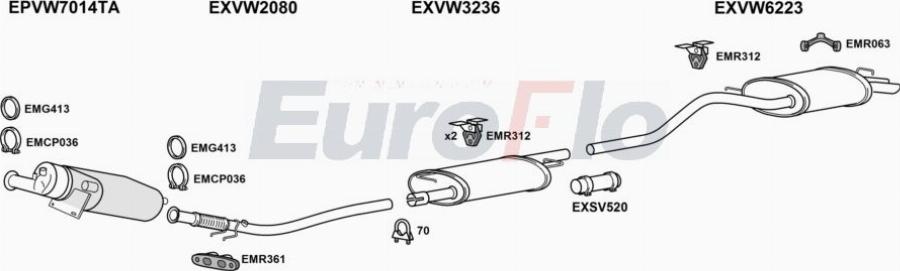 EuroFlo VWTRA20D 7034B - Система випуску ОГ autocars.com.ua