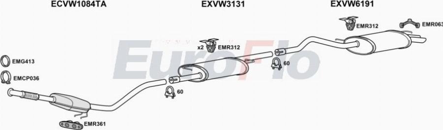 EuroFlo VWTRA25D 9018A00 - Система випуску ОГ autocars.com.ua