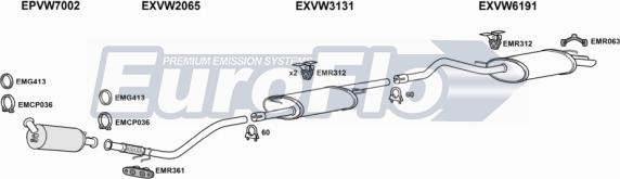 EuroFlo VWTRA25D 9018B - Система випуску ОГ autocars.com.ua