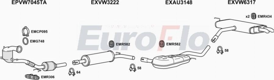 EuroFlo VWTRO15 5001B - Система випуску ОГ autocars.com.ua