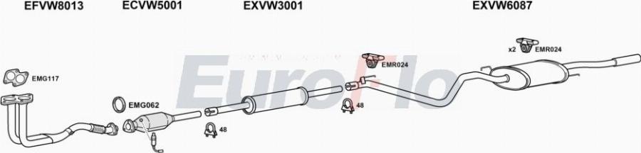 EuroFlo VWVEN16 2001A00 - Система випуску ОГ autocars.com.ua