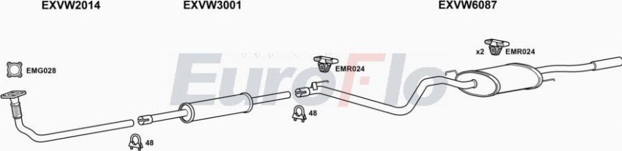 EuroFlo VWVEN19D 2001A00 - Система випуску ОГ autocars.com.ua