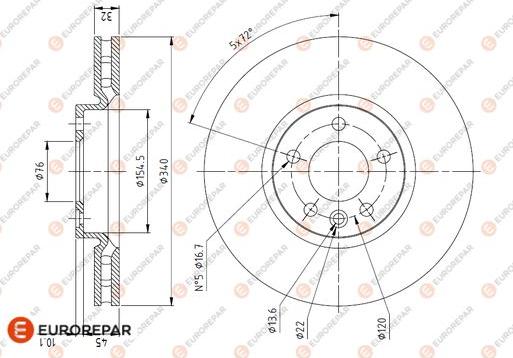 EUROREPAR 1618886680 - Тормозной диск avtokuzovplus.com.ua