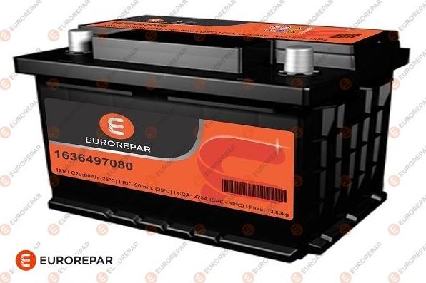 EUROREPAR 1636497180 - Стартерная аккумуляторная батарея, АКБ autodnr.net