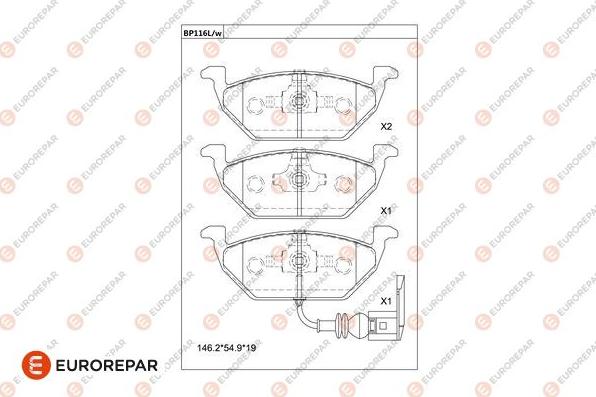 EUROREPAR 1677811980 - Тормозные колодки, дисковые, комплект autodnr.net