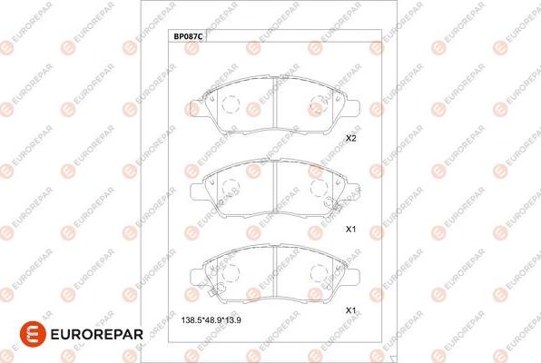 EUROREPAR 1677812180 - Тормозные колодки, дисковые, комплект autodnr.net