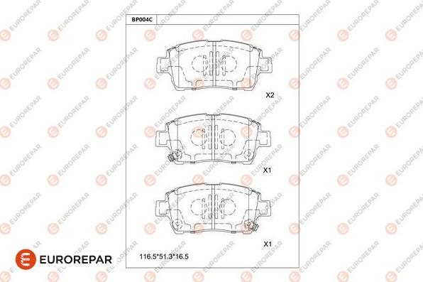 EUROREPAR 1677812380 - Тормозные колодки, дисковые, комплект autodnr.net