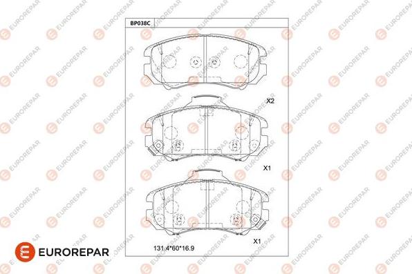 EUROREPAR 1677812680 - Гальмівні колодки, дискові гальма autocars.com.ua