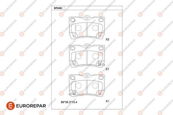 EUROREPAR 1681206680 - Гальмівні колодки, дискові гальма autocars.com.ua