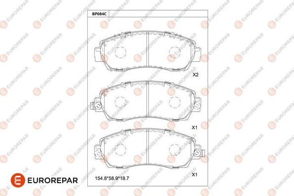 EUROREPAR 1681207380 - Гальмівні колодки, дискові гальма autocars.com.ua