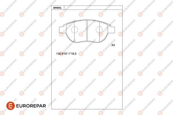 EUROREPAR 1681207980 - Тормозные колодки, дисковые, комплект avtokuzovplus.com.ua