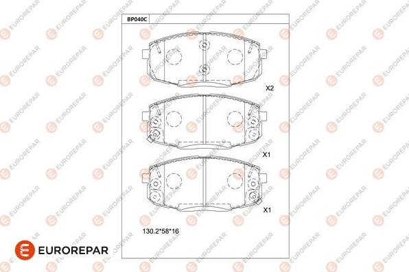 EUROREPAR 1681208380 - Тормозные колодки, дисковые, комплект autodnr.net