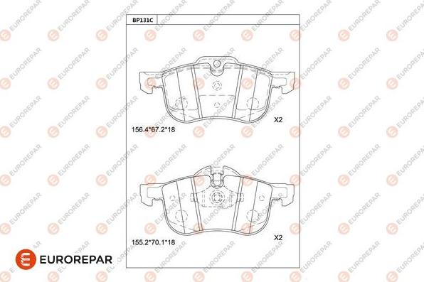 EUROREPAR 1681208680 - Тормозные колодки, дисковые, комплект avtokuzovplus.com.ua