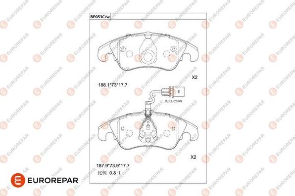 EUROREPAR 1681209580 - Тормозные колодки, дисковые, комплект autodnr.net