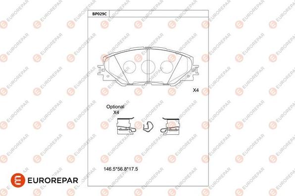 EUROREPAR 1681209680 - Гальмівні колодки, дискові гальма autocars.com.ua