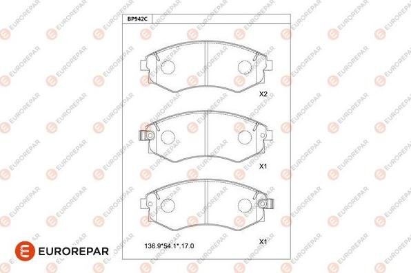 EUROREPAR 1681209880 - Тормозные колодки, дисковые, комплект autodnr.net