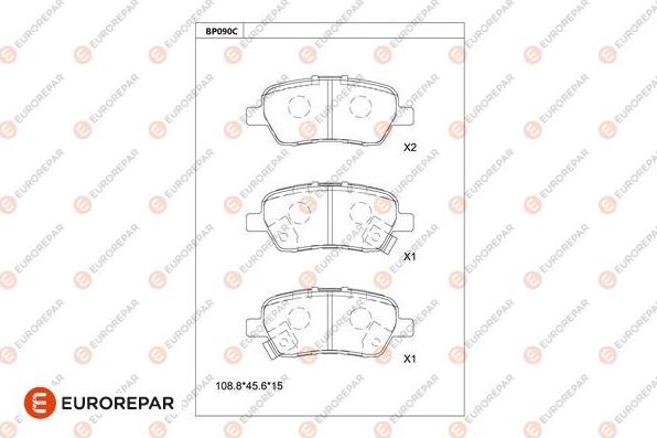 EUROREPAR 1681210080 - Гальмівні колодки, дискові гальма autocars.com.ua