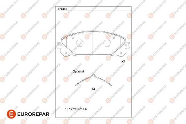 EUROREPAR 1681210480 - Тормозные колодки, дисковые, комплект avtokuzovplus.com.ua