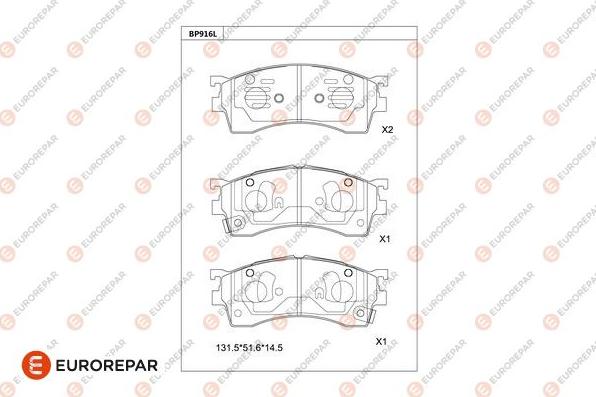 EUROREPAR 1681210580 - Тормозные колодки, дисковые, комплект autodnr.net