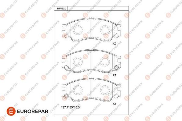 EUROREPAR 1681210680 - Тормозные колодки, дисковые, комплект avtokuzovplus.com.ua