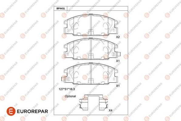 EUROREPAR 1681210980 - Гальмівні колодки, дискові гальма autocars.com.ua