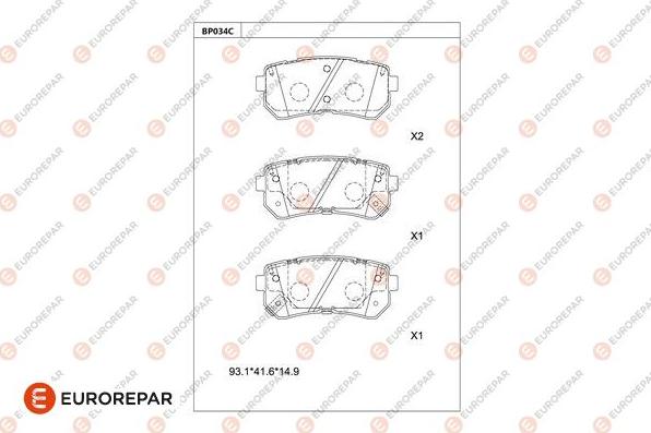 EUROREPAR 1681211480 - Гальмівні колодки, дискові гальма autocars.com.ua