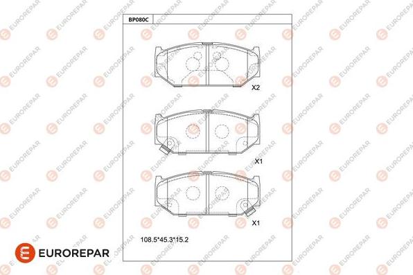 EUROREPAR 1681211880 - Гальмівні колодки, дискові гальма autocars.com.ua