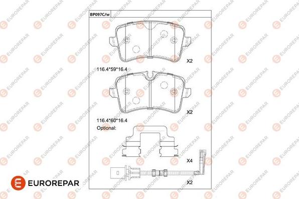 EUROREPAR 1681212080 - Тормозные колодки, дисковые, комплект autodnr.net