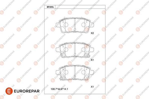 EUROREPAR 1681212280 - Гальмівні колодки, дискові гальма autocars.com.ua
