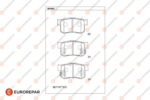 EUROREPAR 1681212380 - Гальмівні колодки, дискові гальма autocars.com.ua