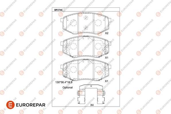 EUROREPAR 1681213080 - Тормозные колодки, дисковые, комплект autodnr.net