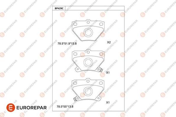 EUROREPAR 1681213180 - Гальмівні колодки, дискові гальма autocars.com.ua