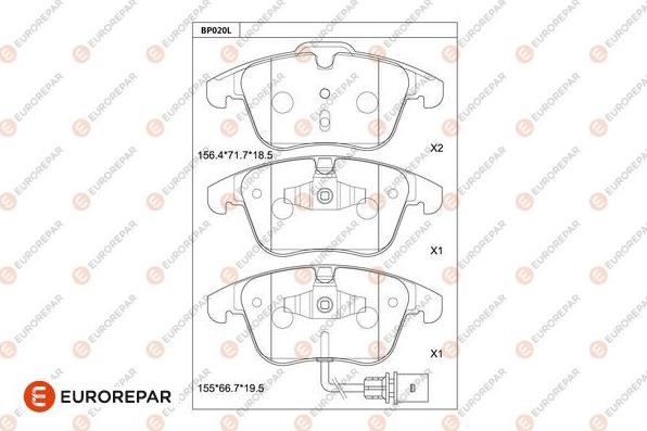 EUROREPAR 1681213480 - Тормозные колодки, дисковые, комплект autodnr.net