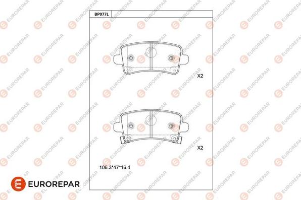 EUROREPAR 1681213880 - Тормозные колодки, дисковые, комплект avtokuzovplus.com.ua