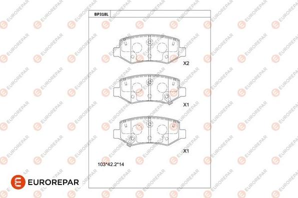 EUROREPAR 1681213980 - Гальмівні колодки, дискові гальма autocars.com.ua