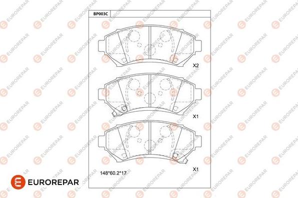 EUROREPAR 1681214880 - Тормозные колодки, дисковые, комплект autodnr.net