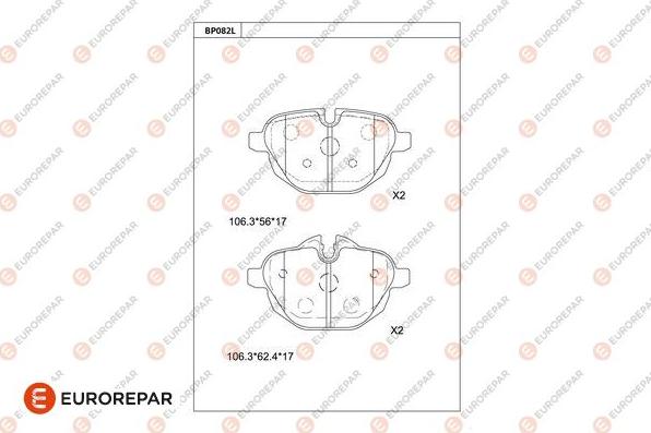 EUROREPAR 1681216080 - Тормозные колодки, дисковые, комплект avtokuzovplus.com.ua