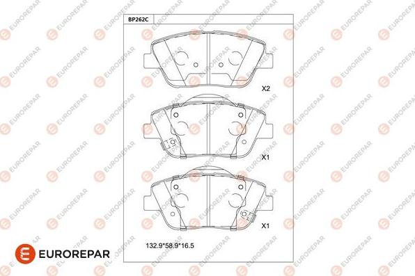 EUROREPAR 1681216980 - Тормозные колодки, дисковые, комплект avtokuzovplus.com.ua