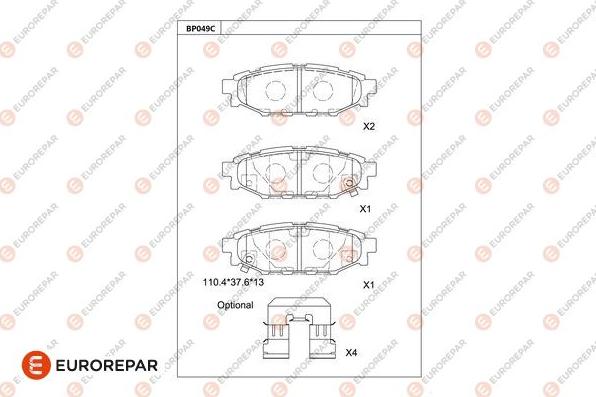 EUROREPAR 1681217780 - Тормозные колодки, дисковые, комплект avtokuzovplus.com.ua